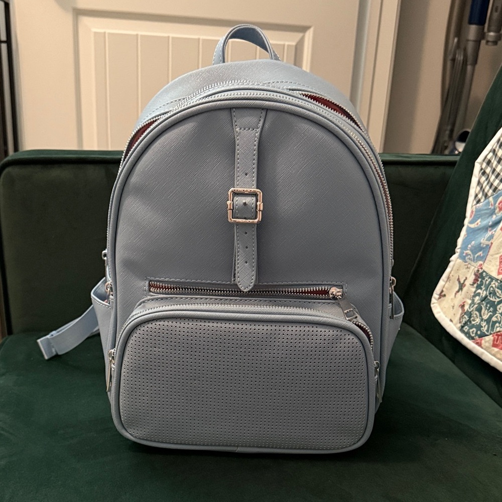 Light Blue Backpack with Front Pocket